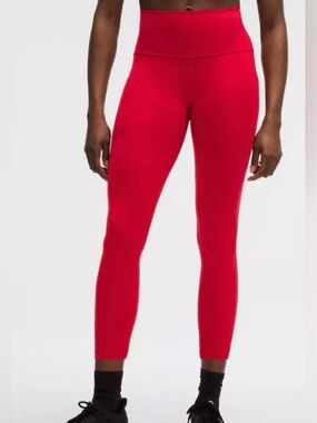 Lululemon Wunder Train High Rise Leggings 25” Oxford Red Size 2 Pockets
